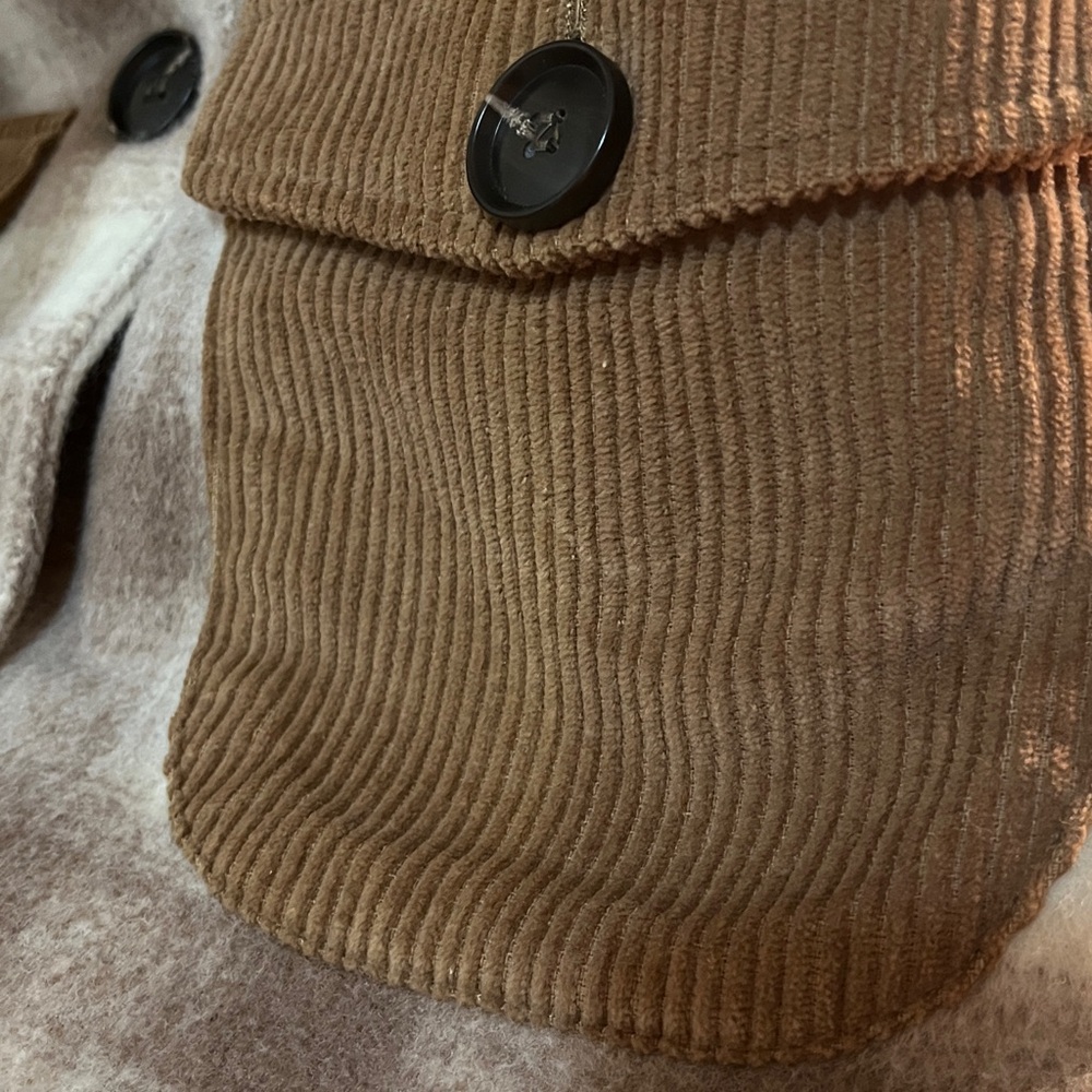 Vigoss Brown Cream Checkered Button Jacket - Picture 6 of 16